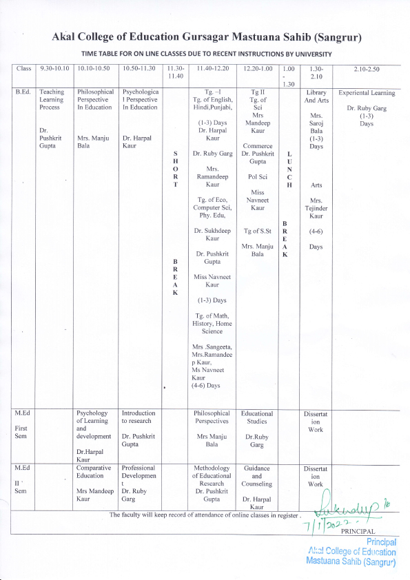 Time Table